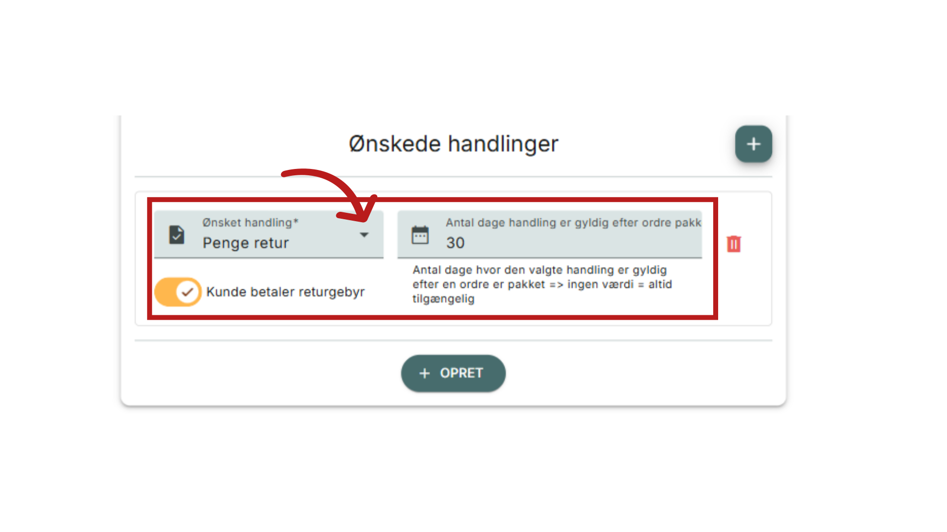 Opret ønskede handlinger 