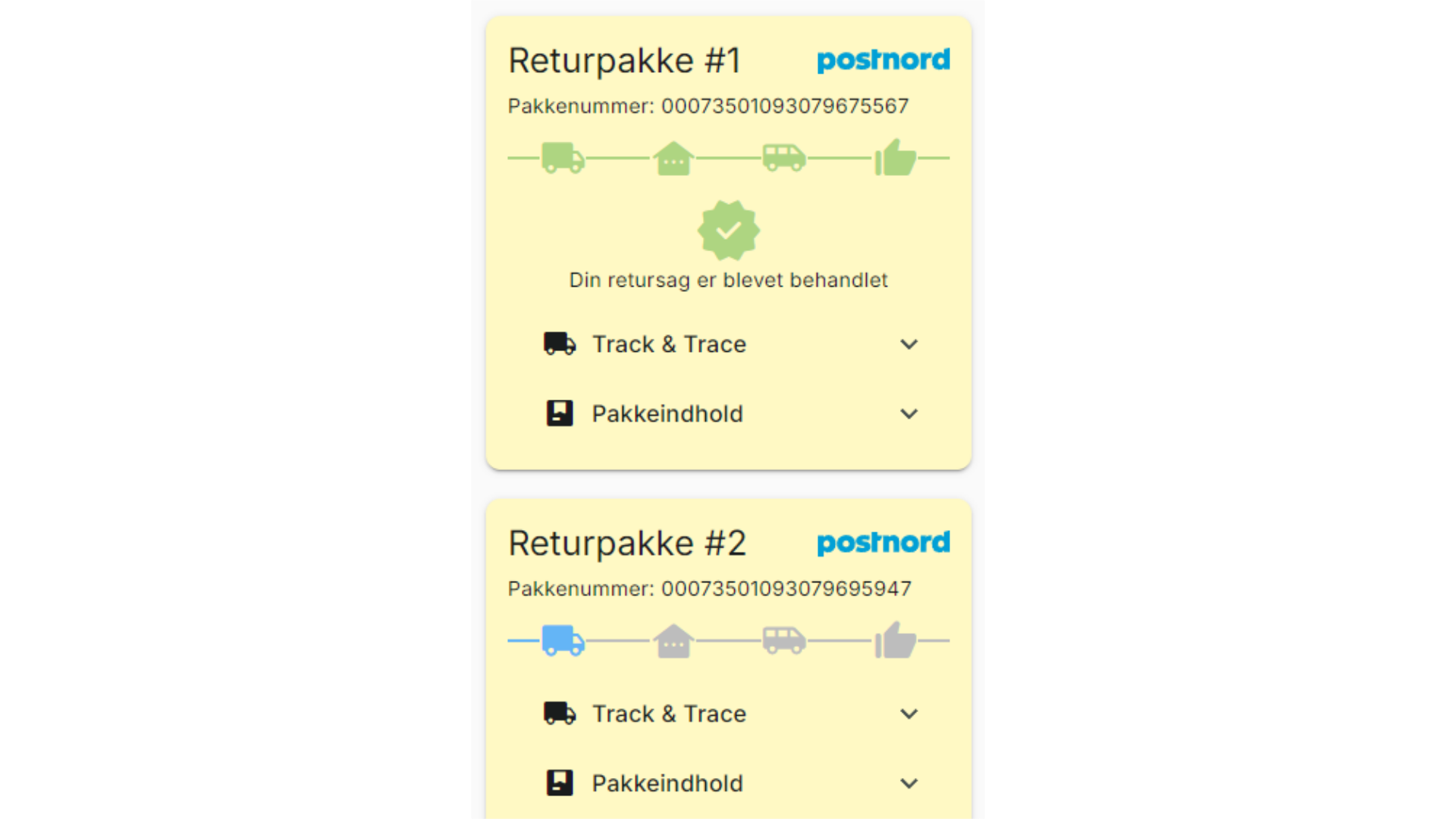 Returen er håndteret i PeakWMS
