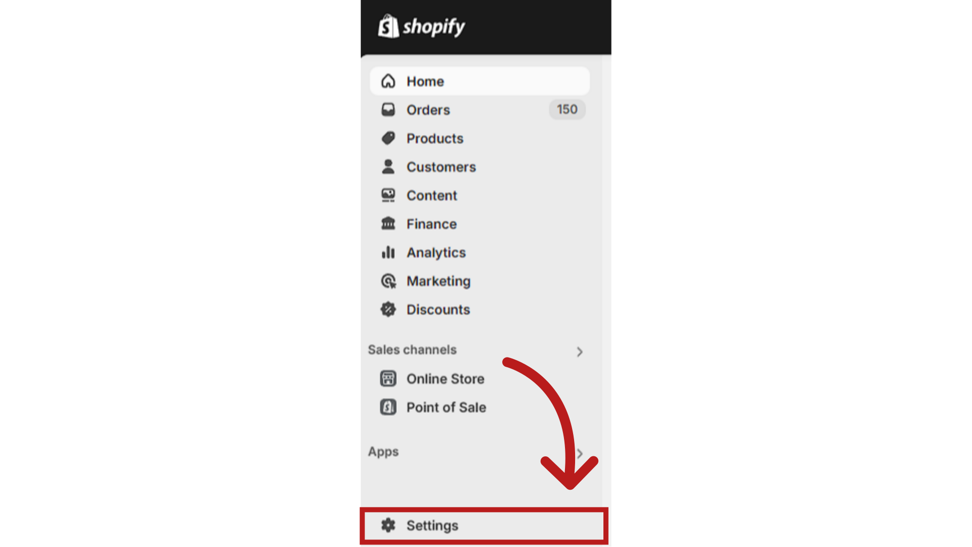 Gå til Shopify back-end