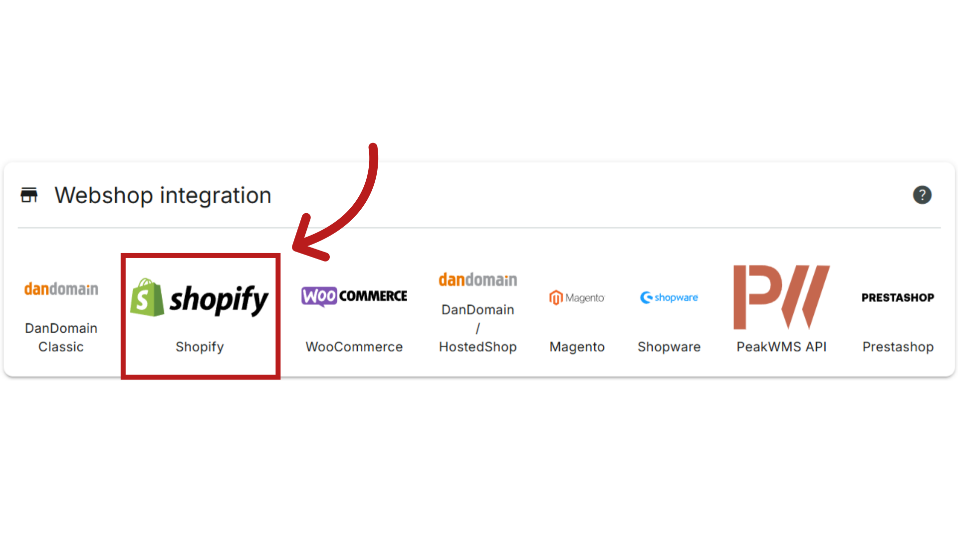 Vælg Shopify