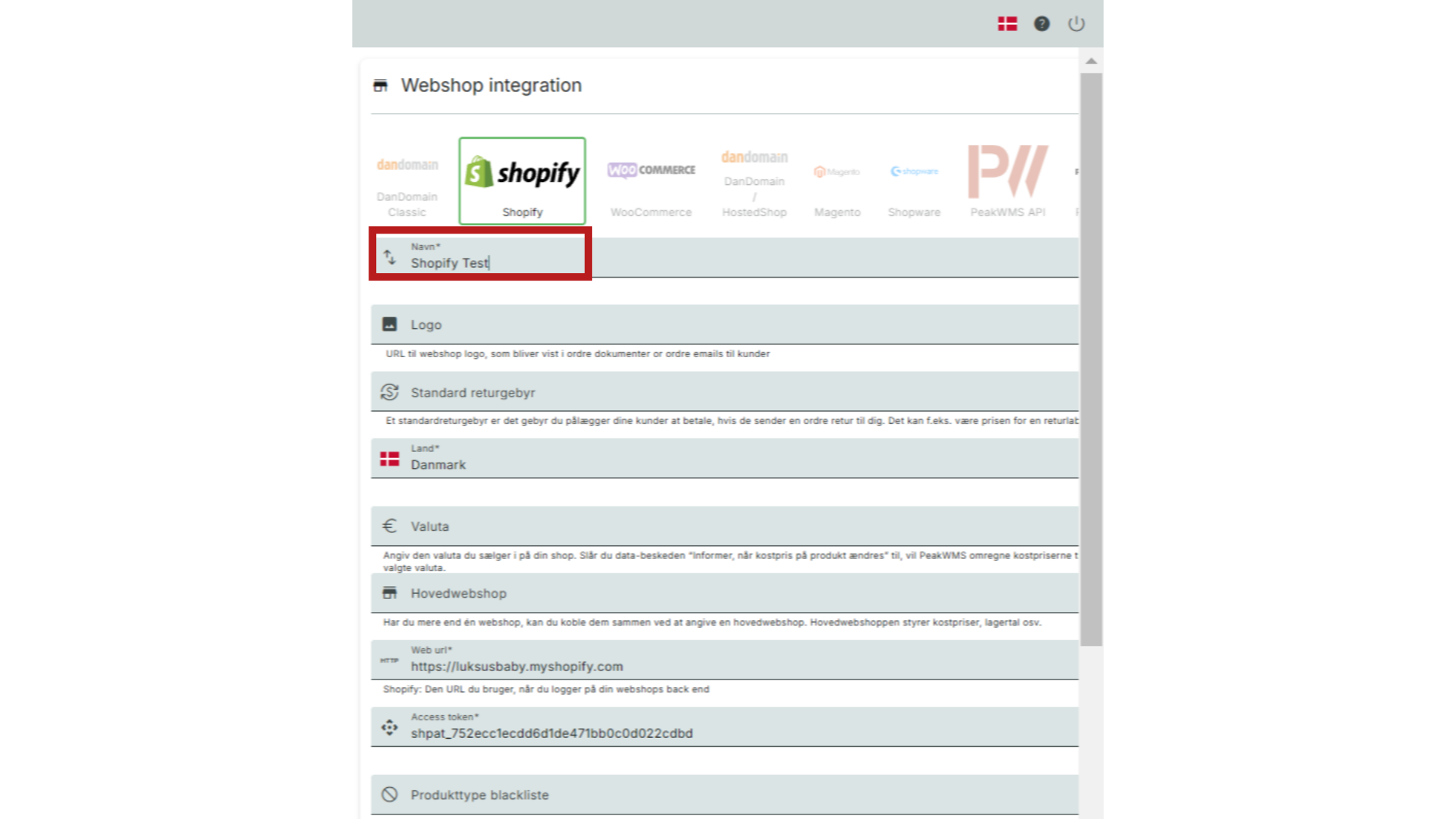 Udfyld webshoppens navn