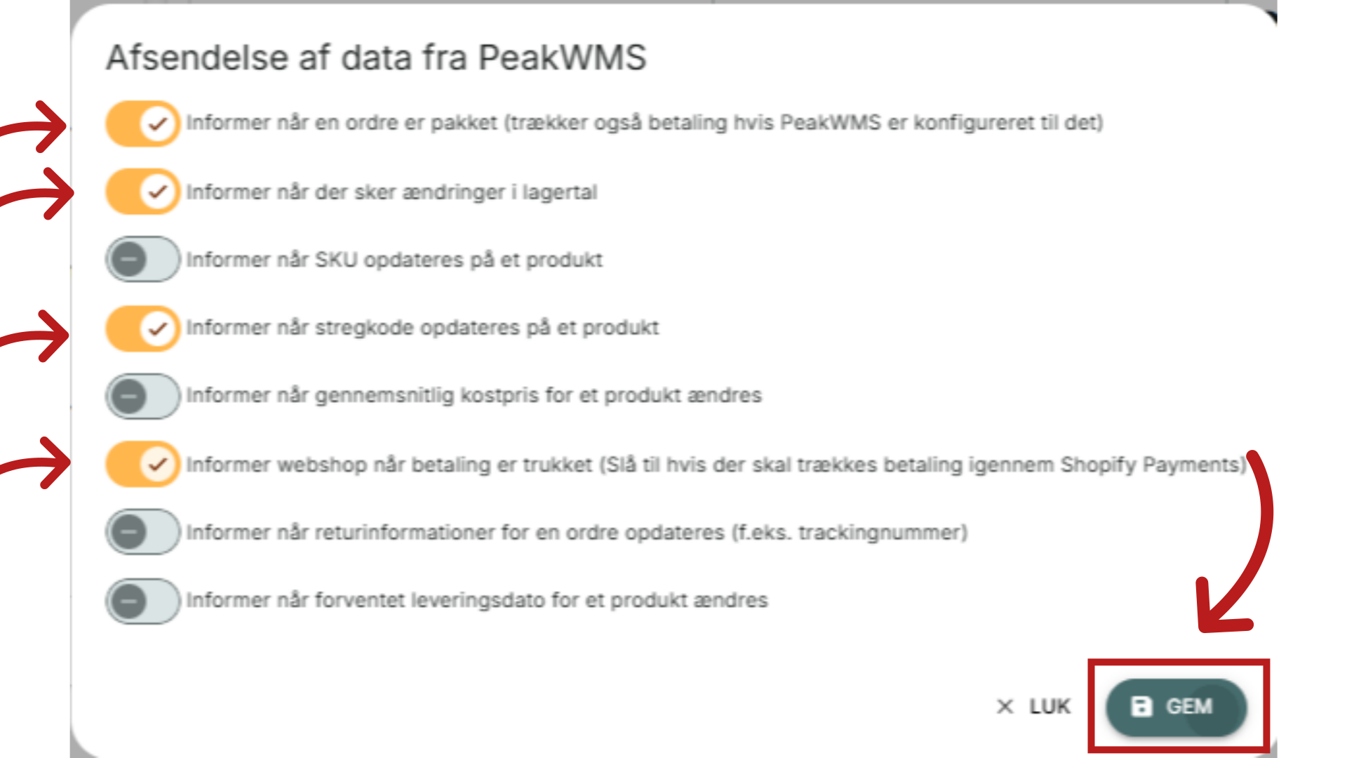 Vælg data