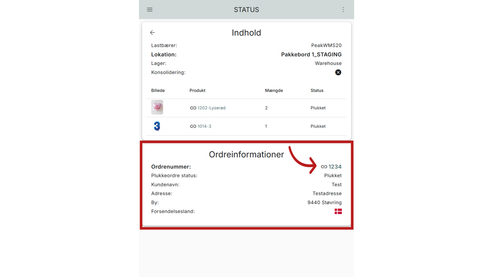 Ordreinformationer
