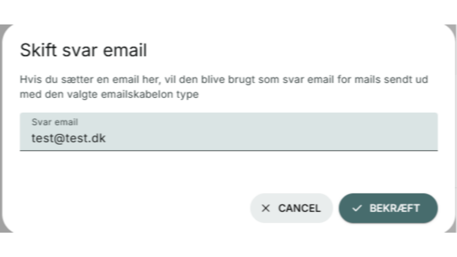 Indtast svar email