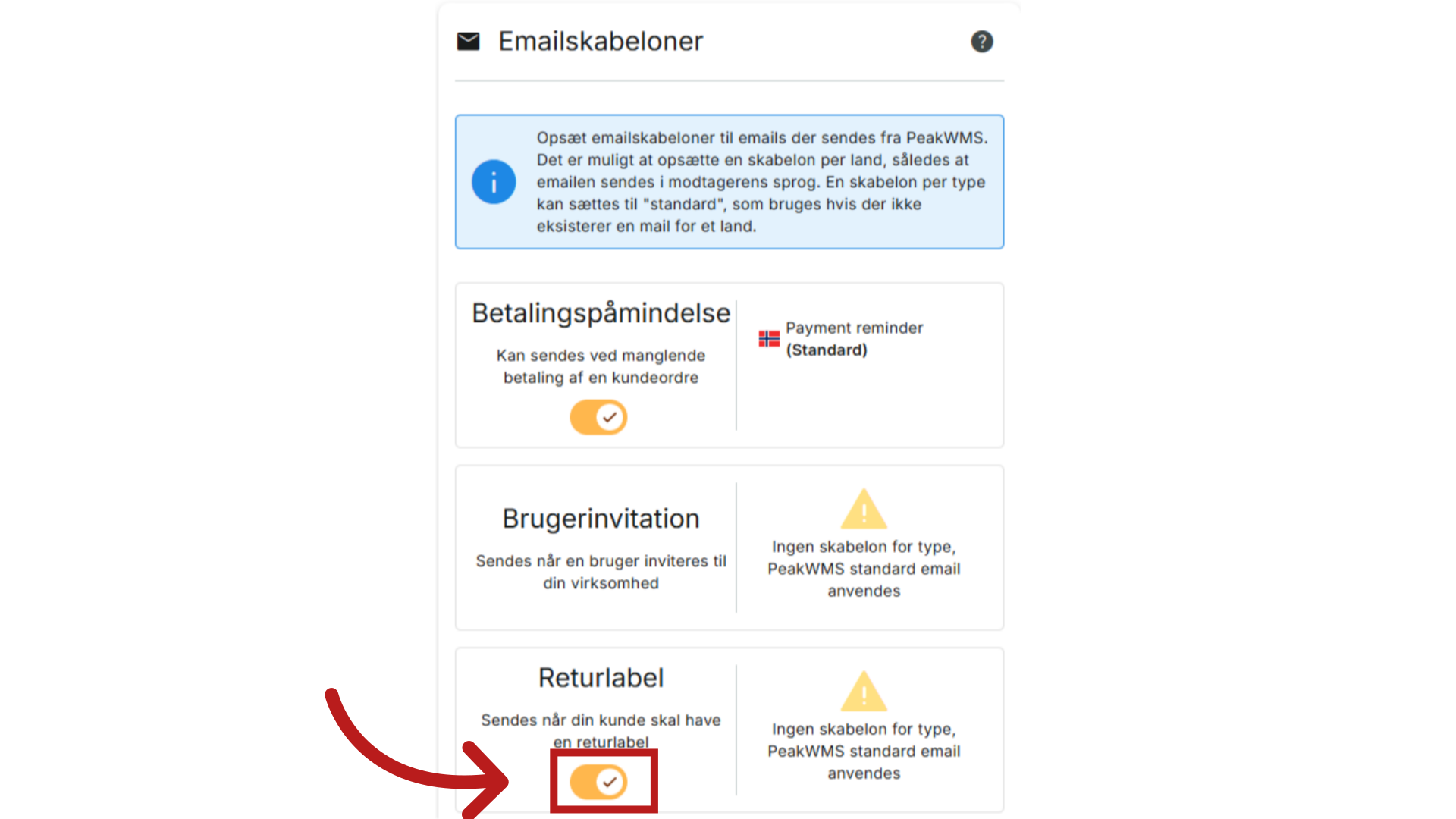 Slå emailskabeloner fra