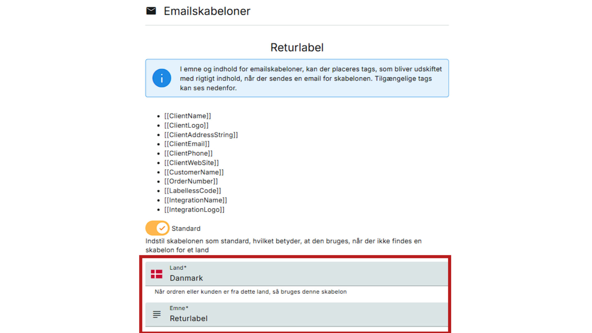 Vælge land og et emne