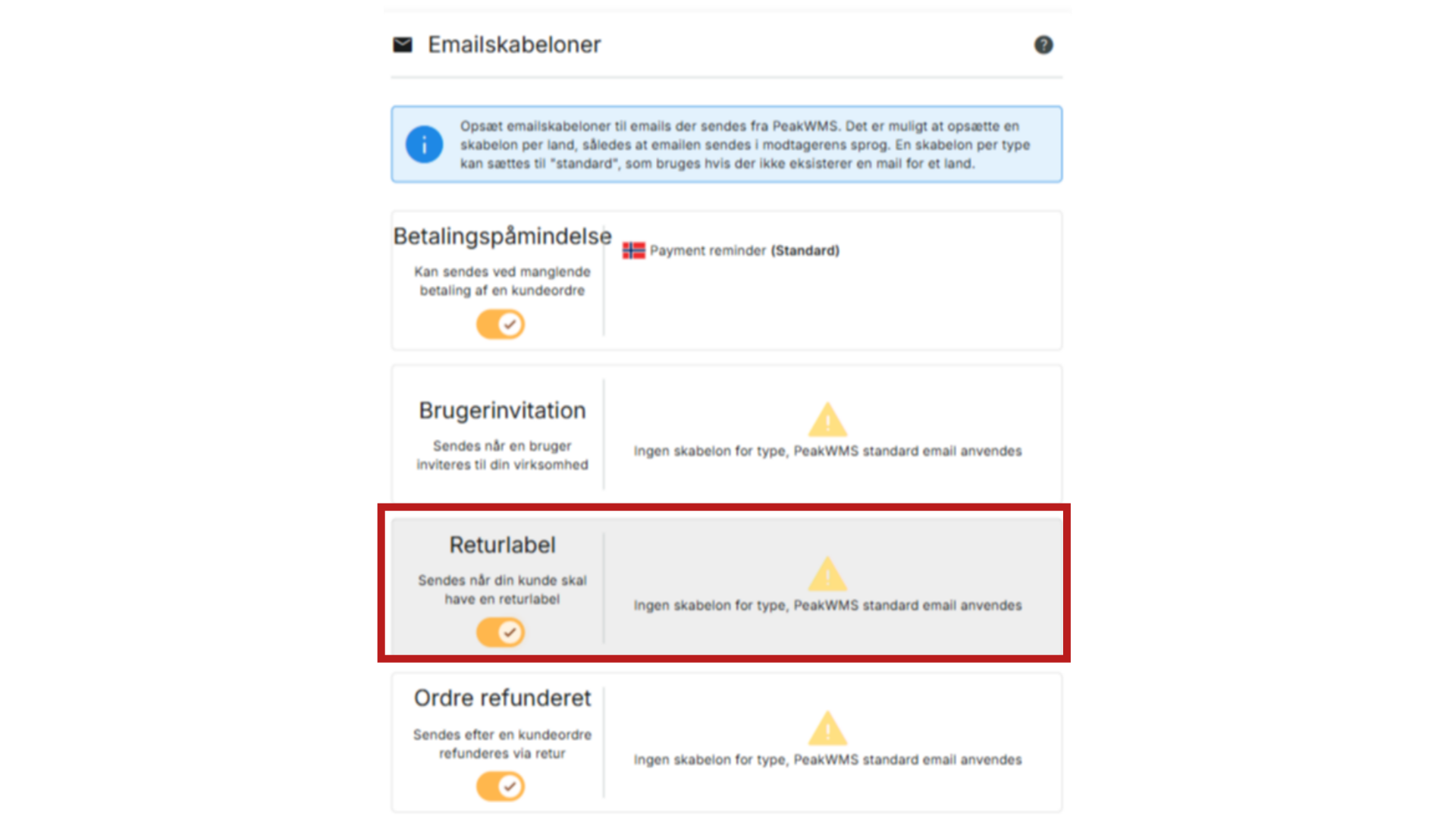 Vælg type af mail
