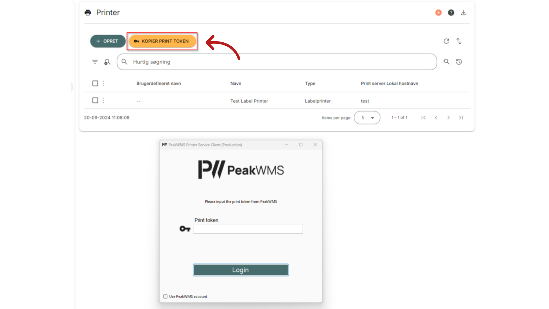Find printer token
