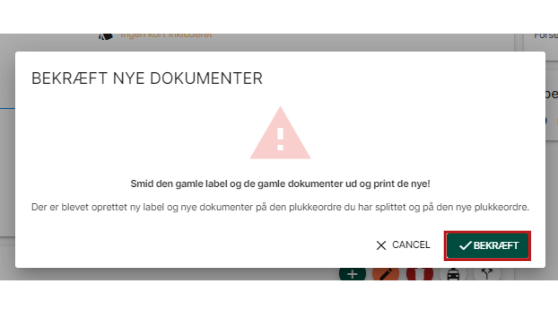 Bekræft oprettelse af nye labels