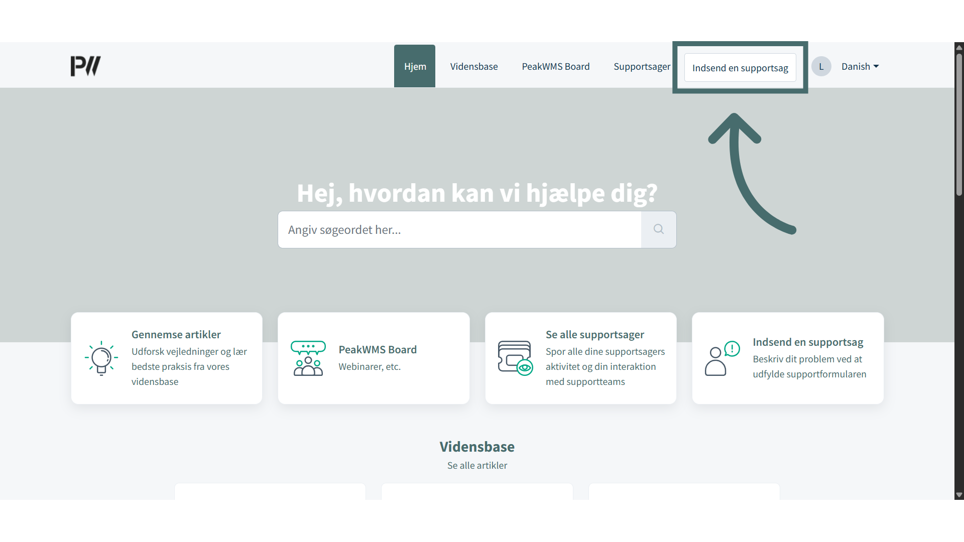 Klik 'Indsend en supportsag'
