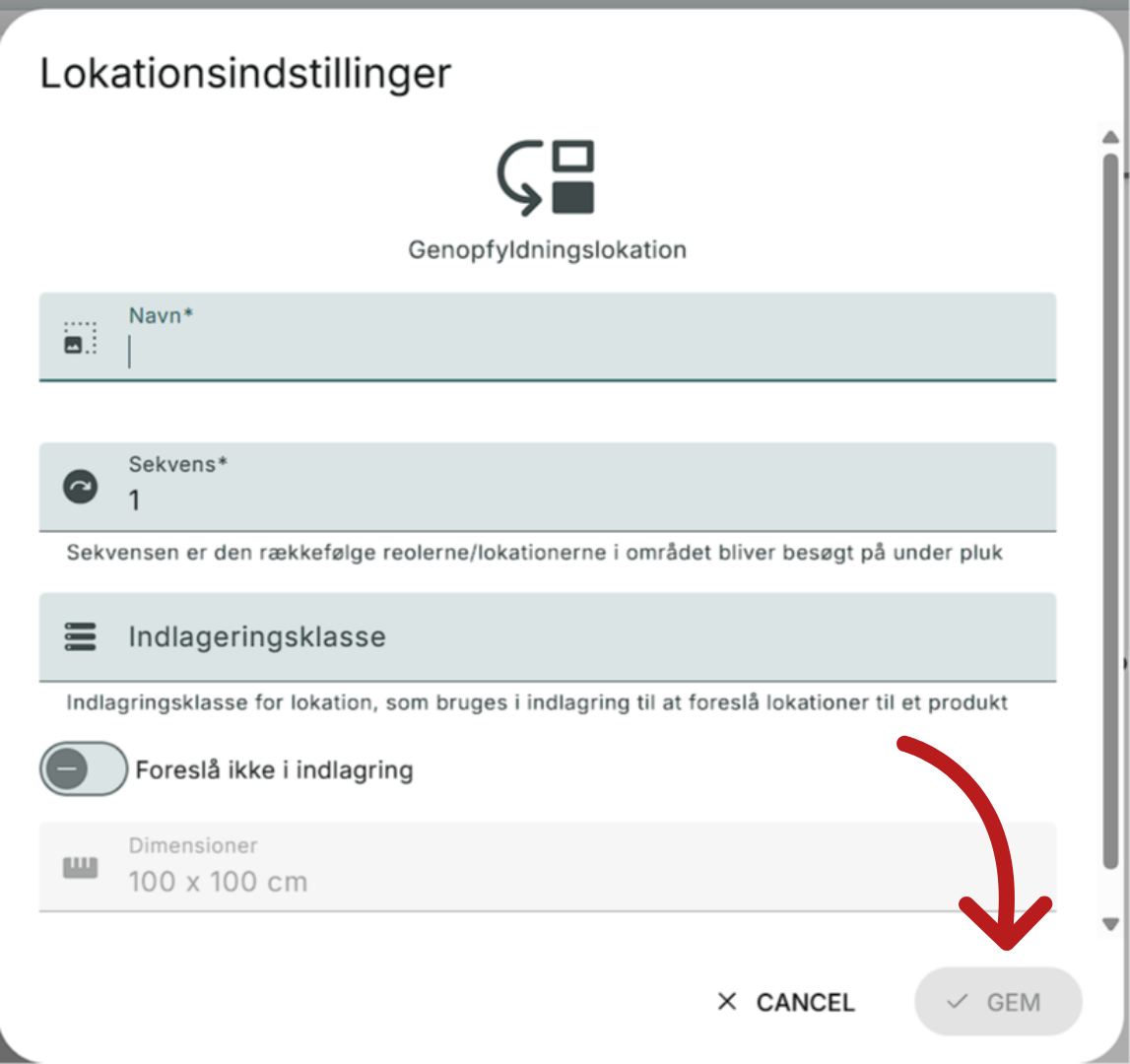 Udfyld lokationsindstillinger