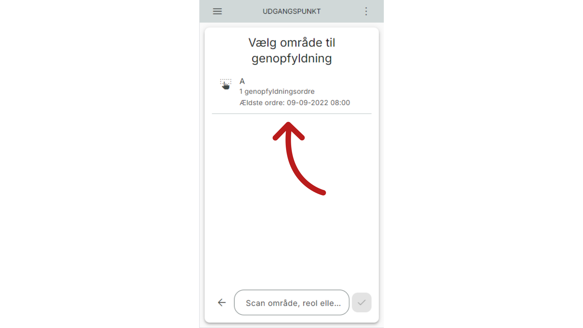 Vælg område/lokation