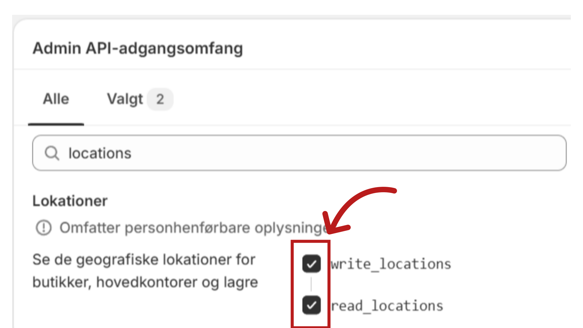 Tildel 'Read Access' til alle typer locations