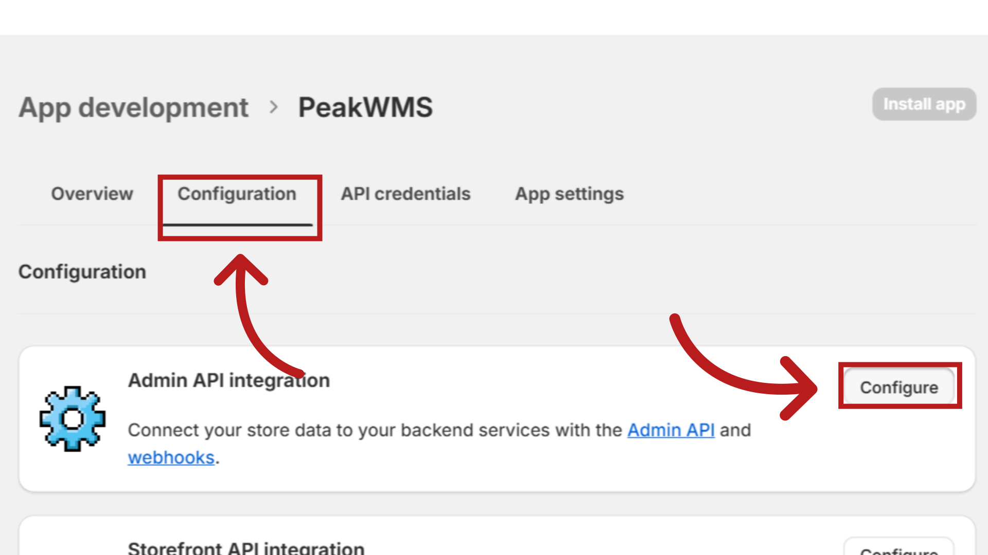 Klik på 'Configuration'