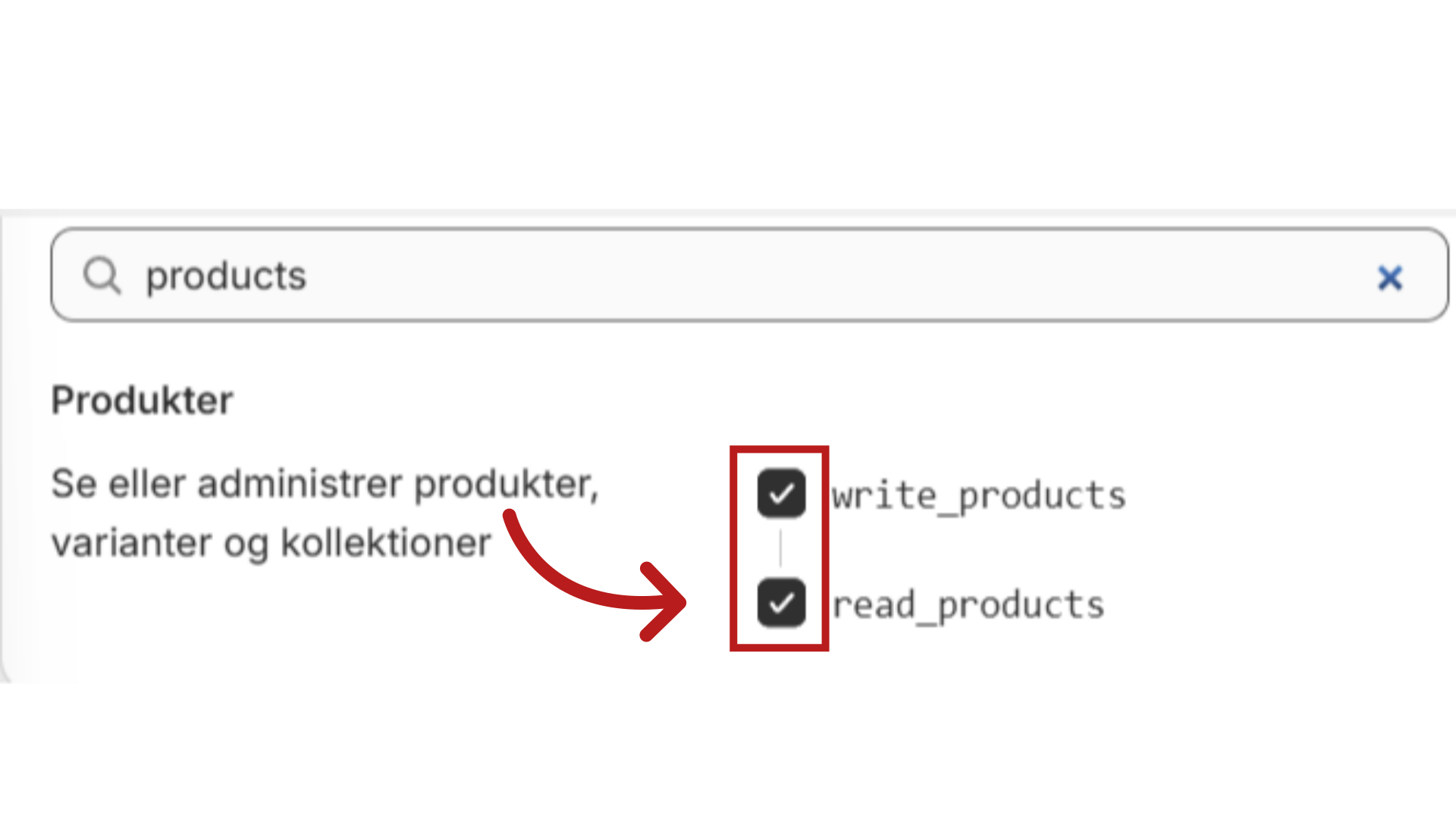 Tildel 'Read and Write' til alle typer products