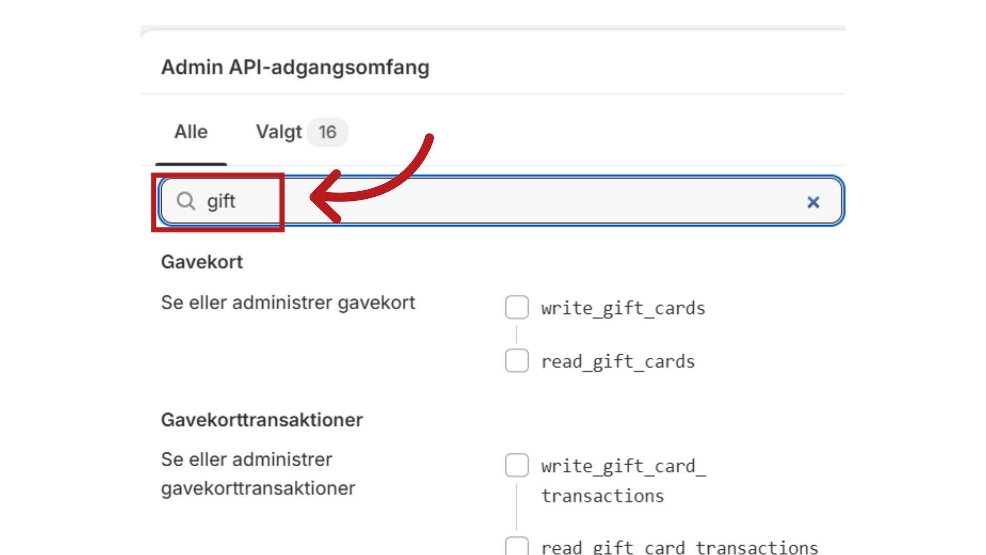 Har du Shopify-plus? Søg på 'Gift'