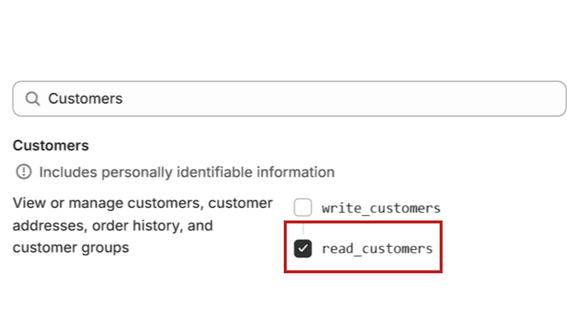 Tildel 'Read Customers'