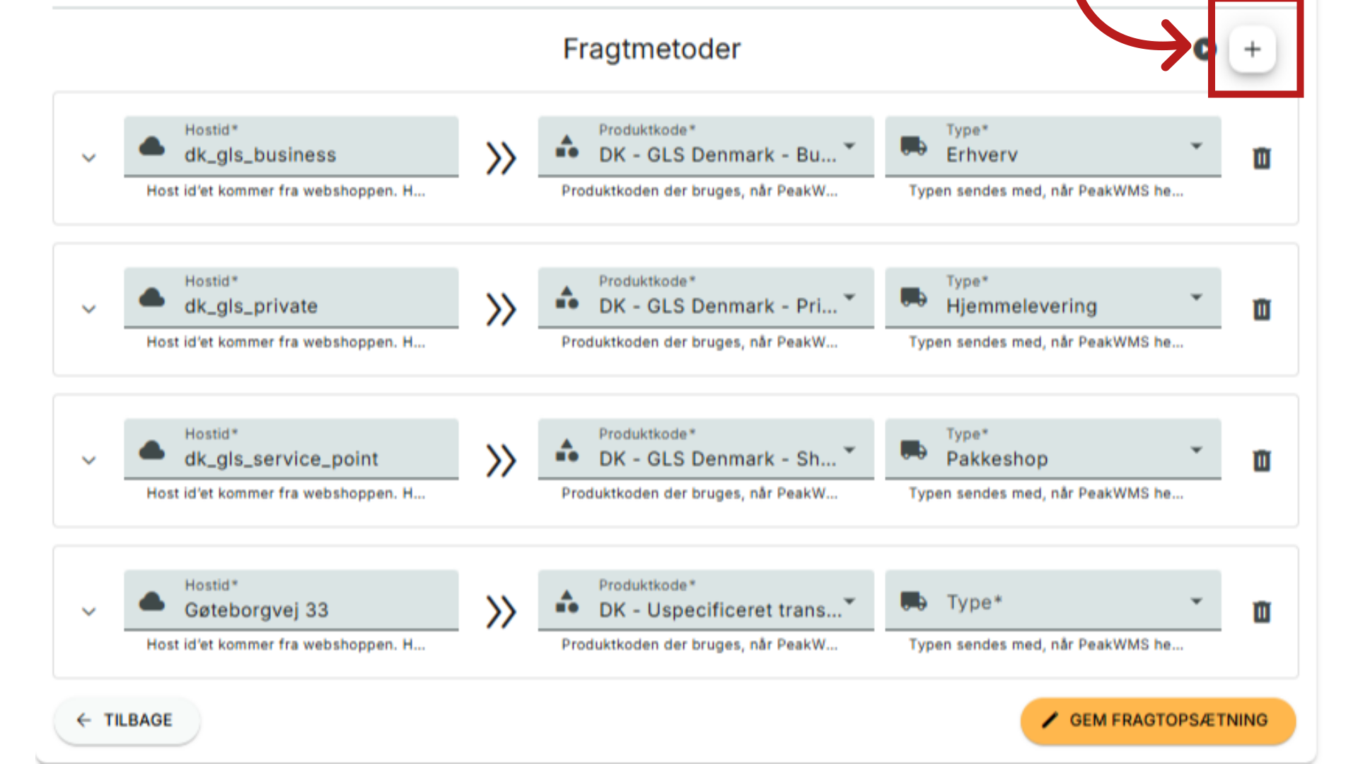 Opret ny Fragtmetode (valgfrit)
