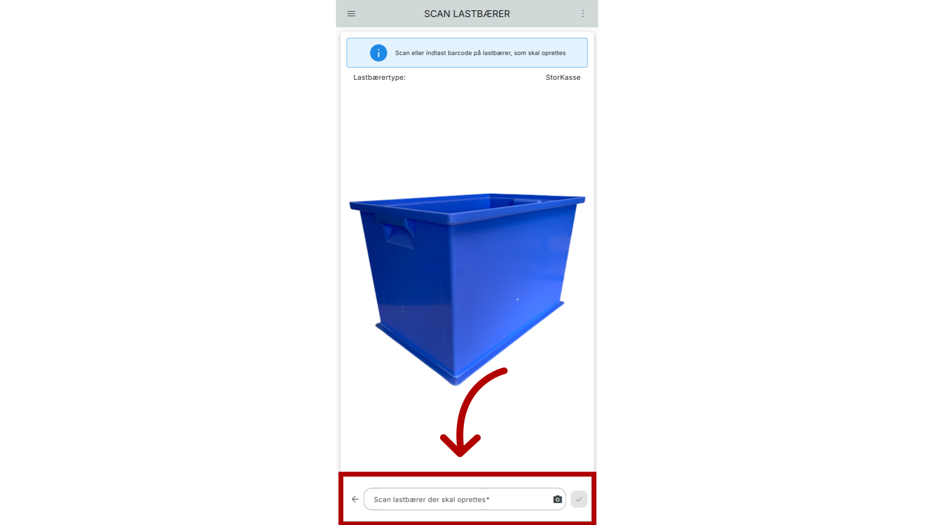 Scan lastbærerlabel eller indtast navn
