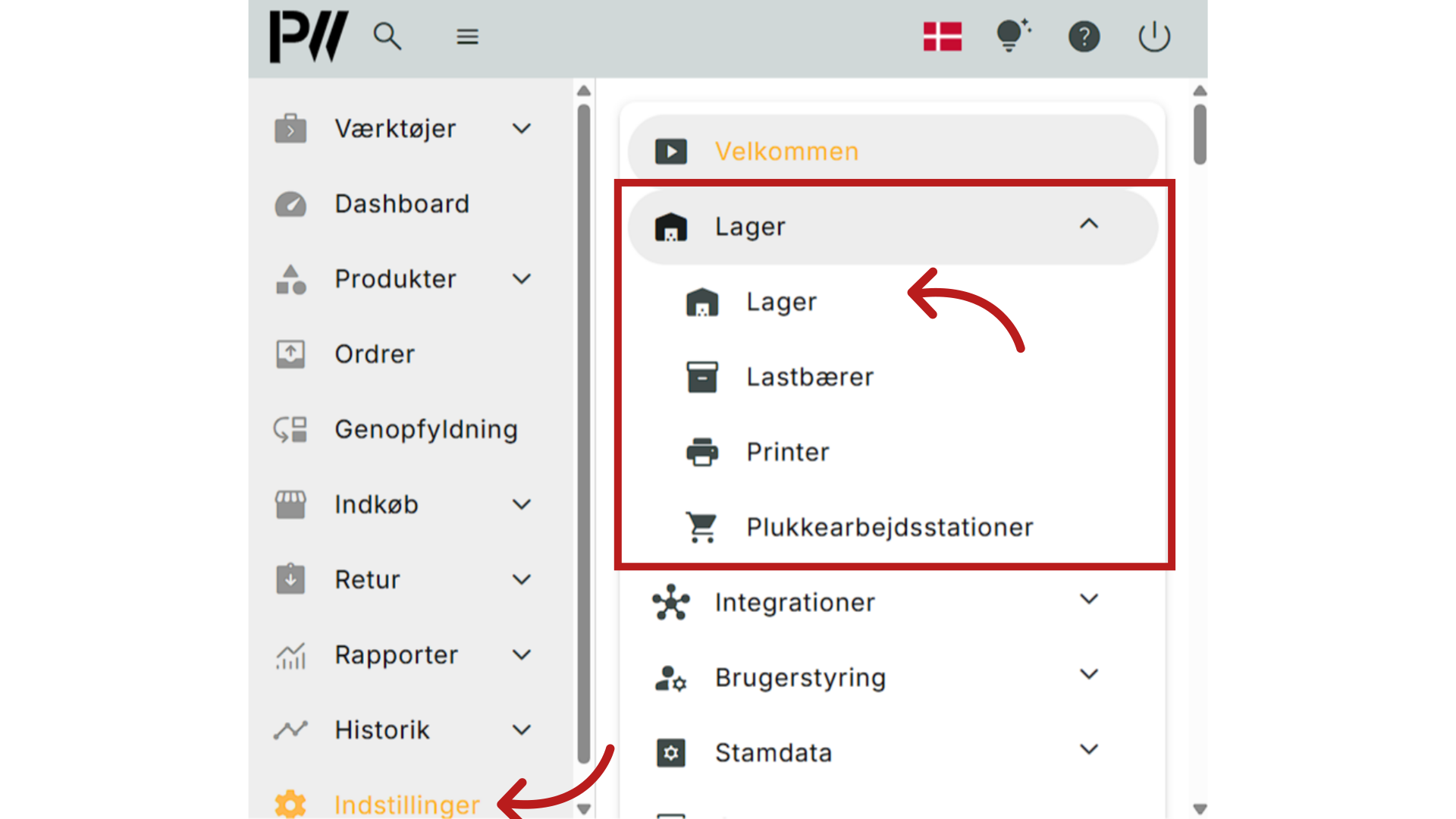 Gå til Indstillinger > Lager > Lager