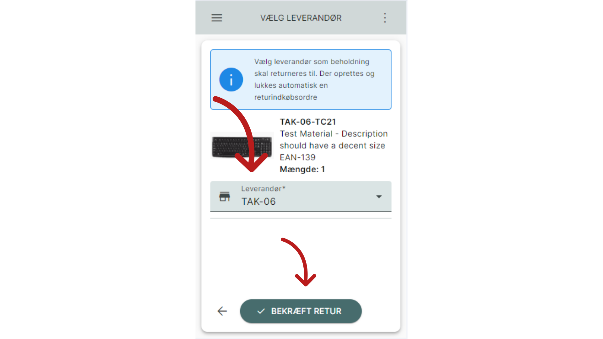 Én leverandør registreret