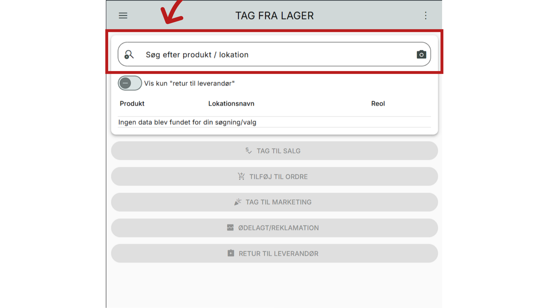 Scan produkter eller søg dem frem