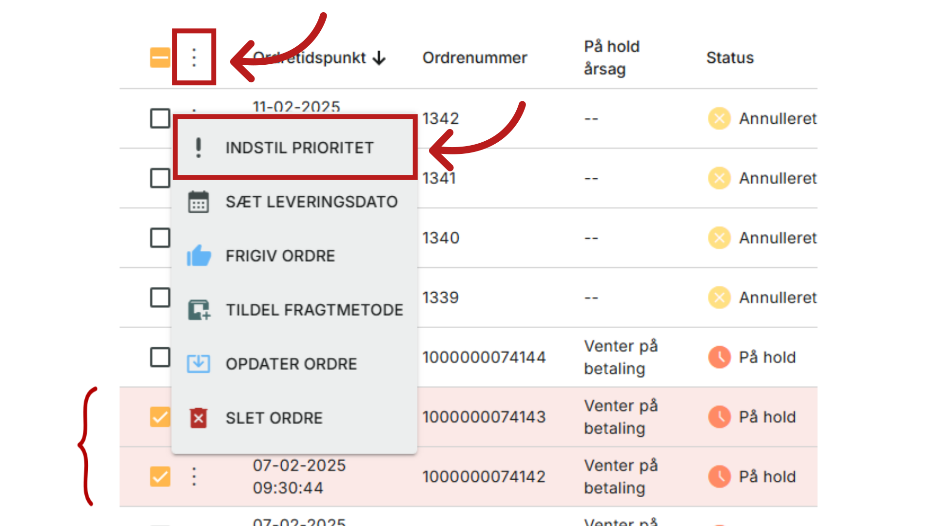 Bulk-prioritering af ordrer