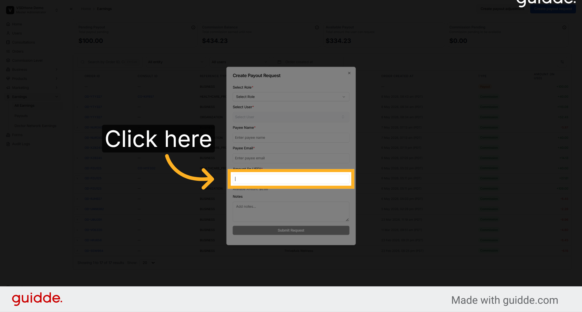 Submit Payout Request
