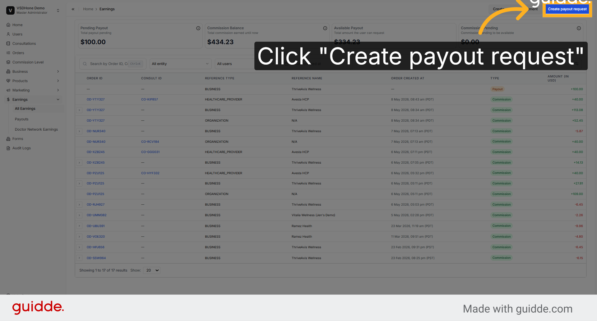 Initiate Payout Request Creation