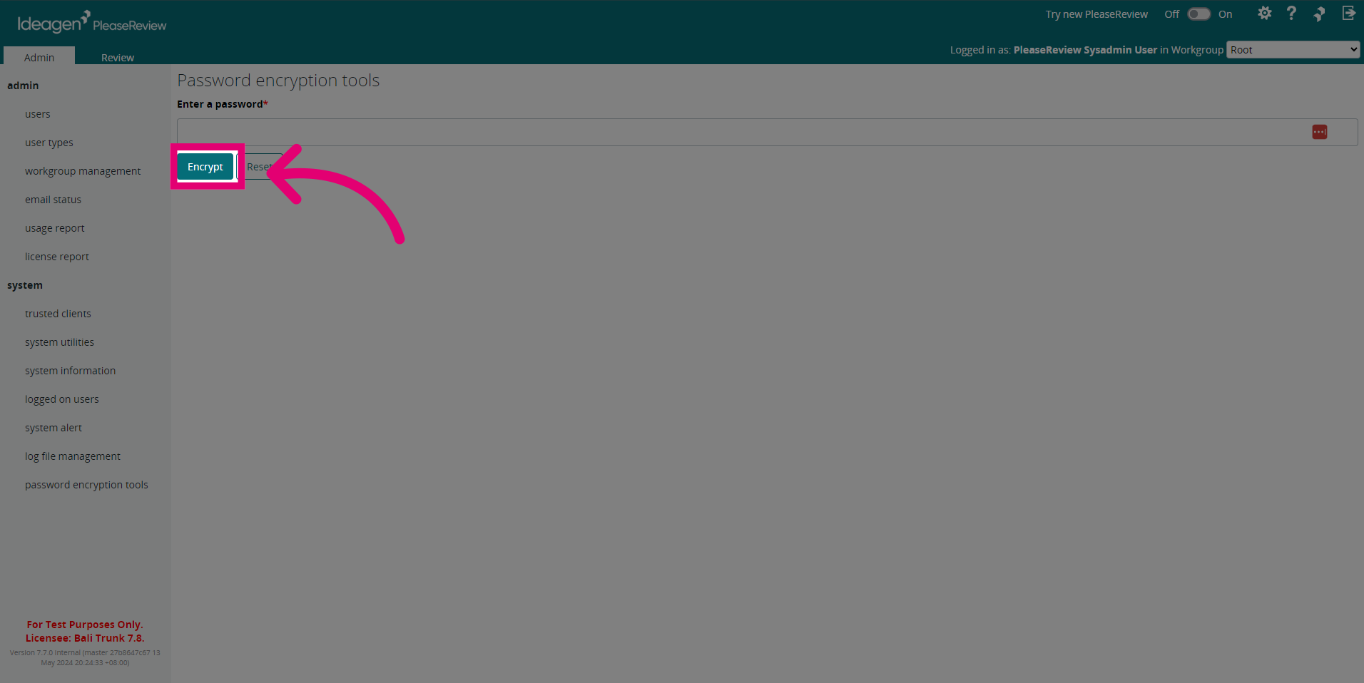 Click 'Encrypt'