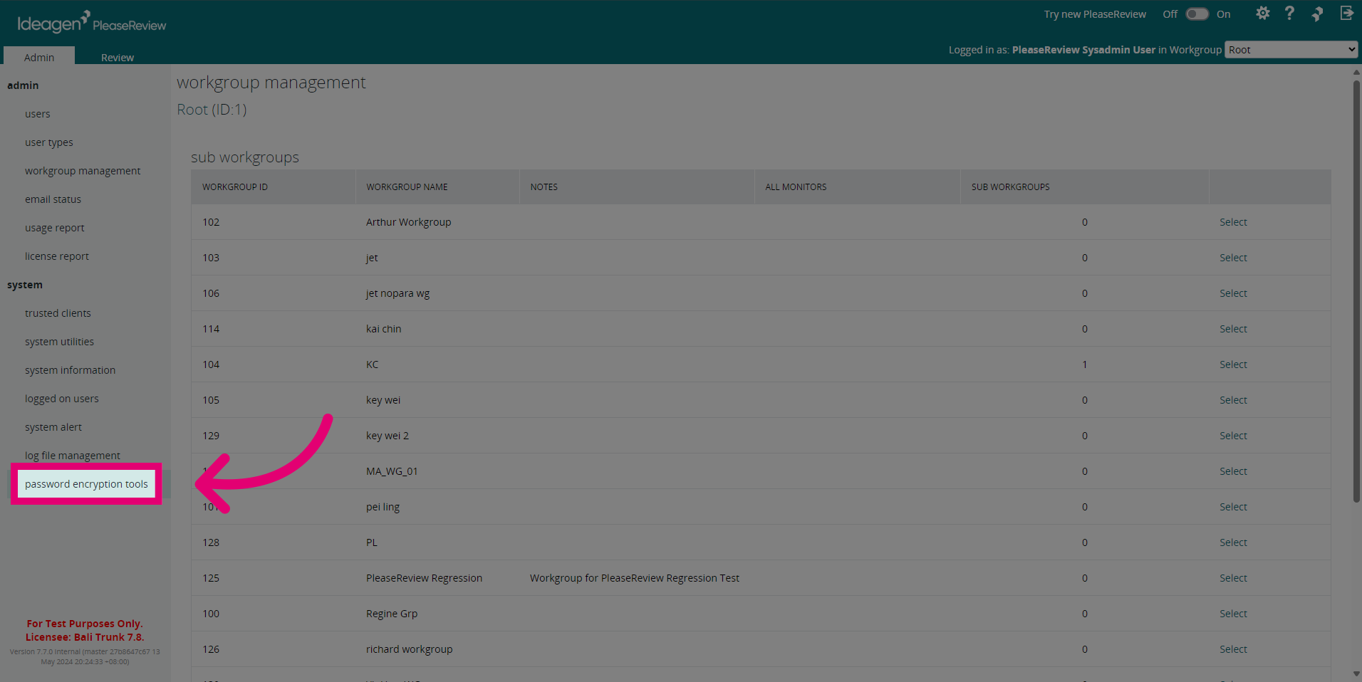 Click 'password encryption tools'