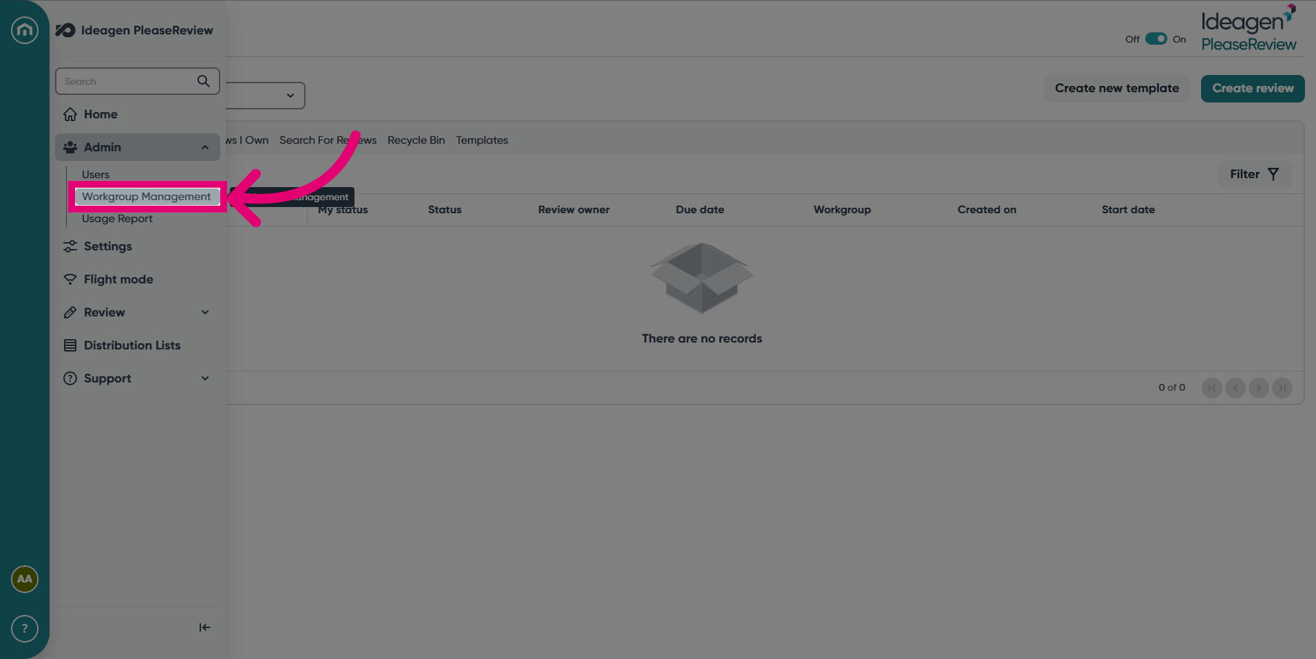 Click 'Workgroup Management'