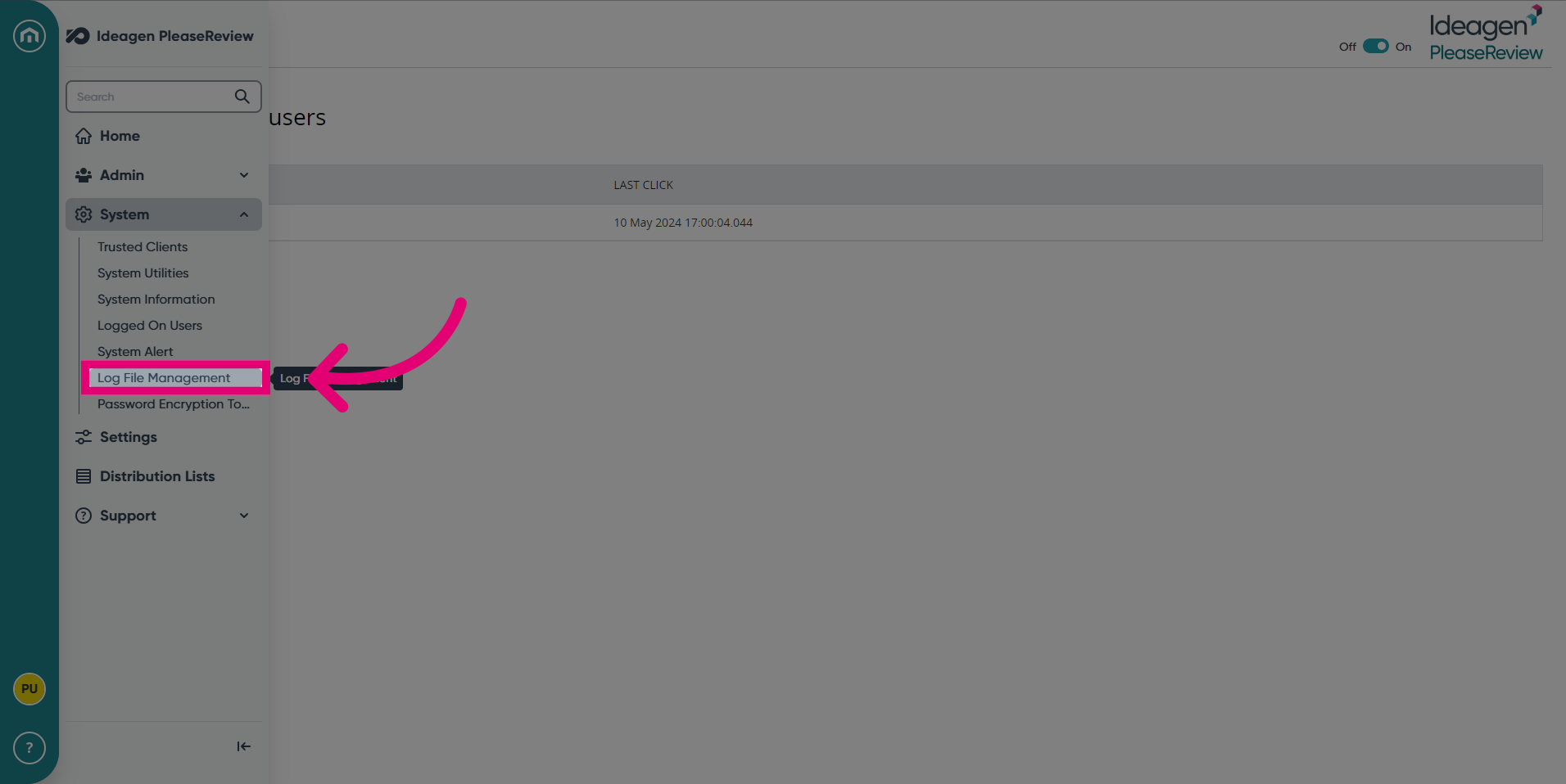 Click 'Log File Management'