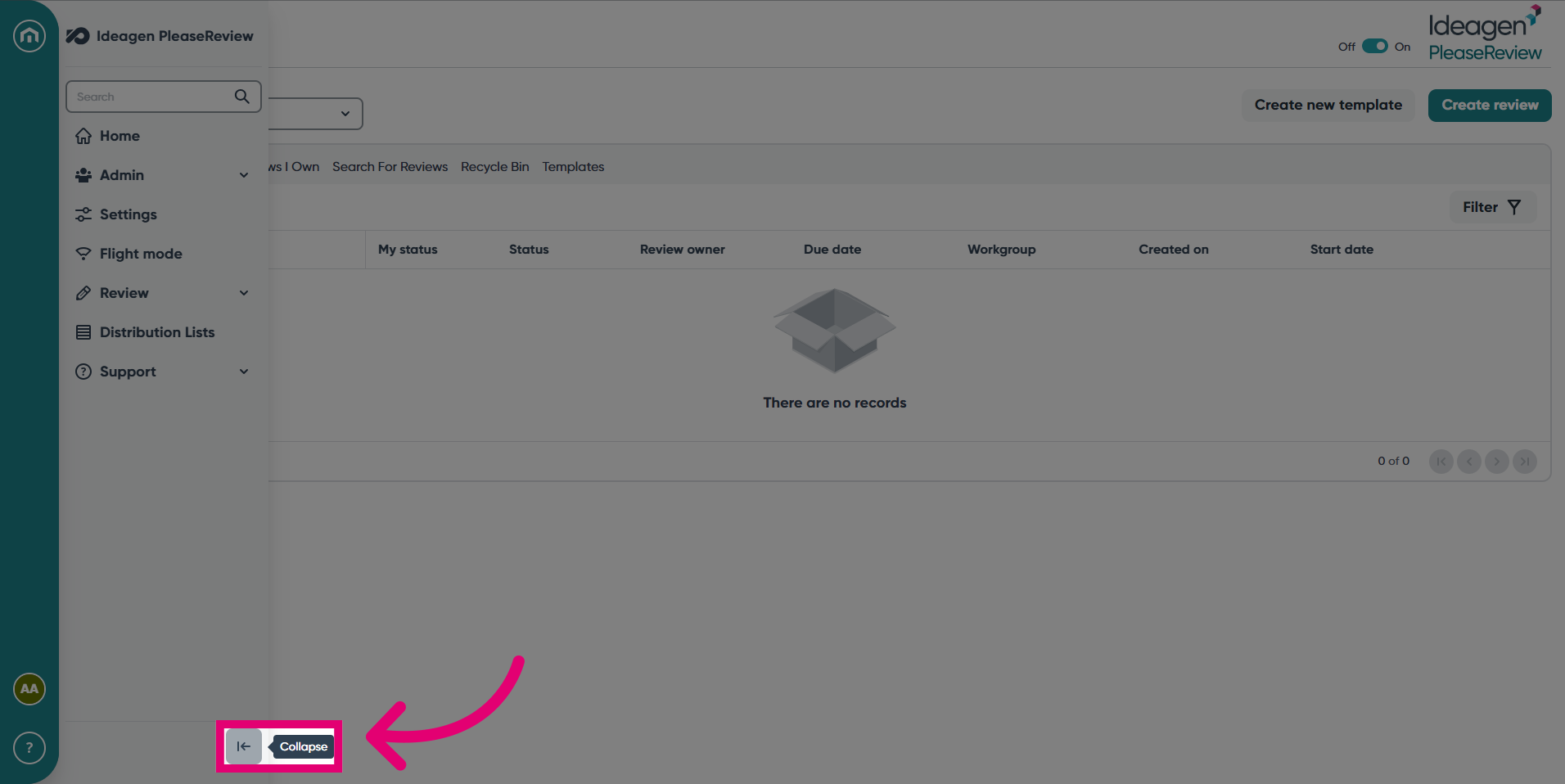 Collapse the navigation bar