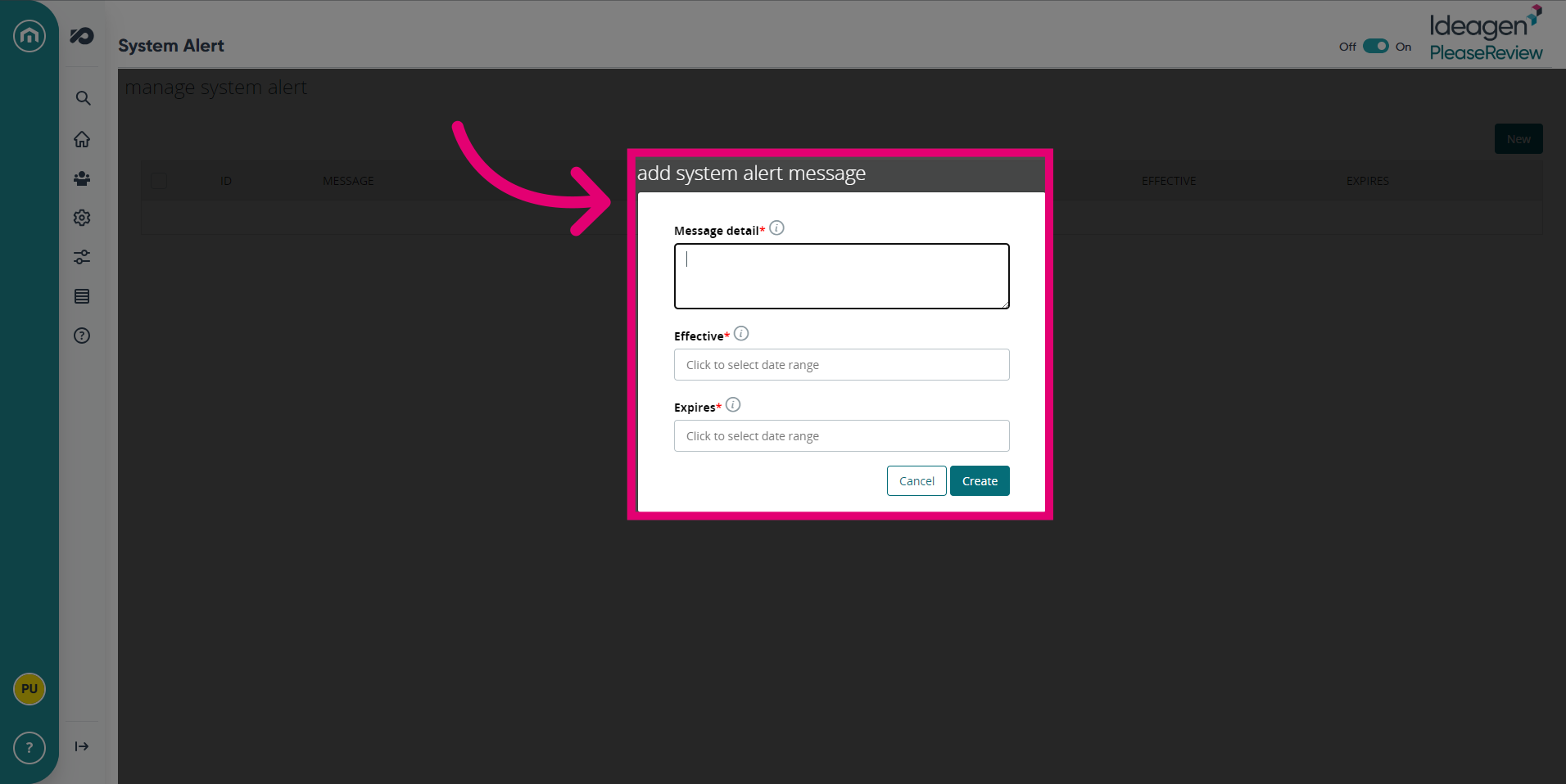 Add System Alert message