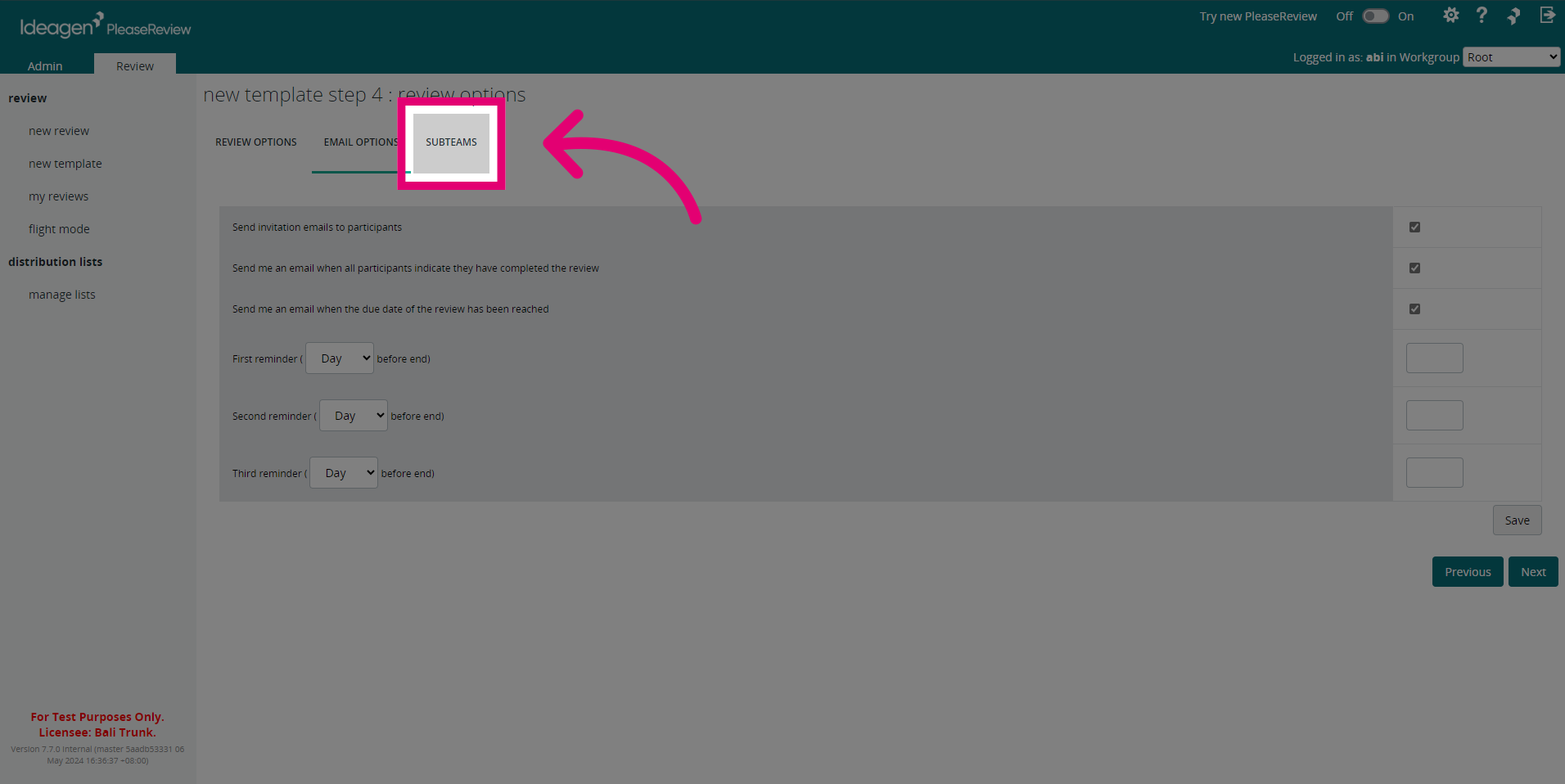 Adjust any 'Subteams' options