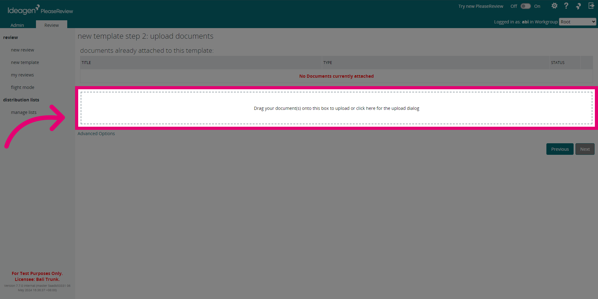 Drag and drop your Template documents