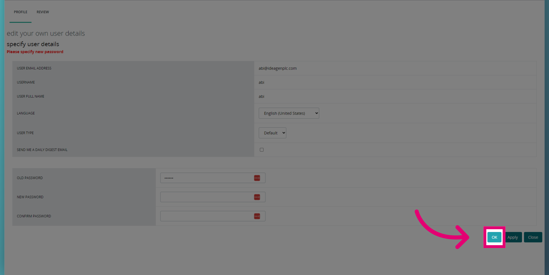 Click 'OK'