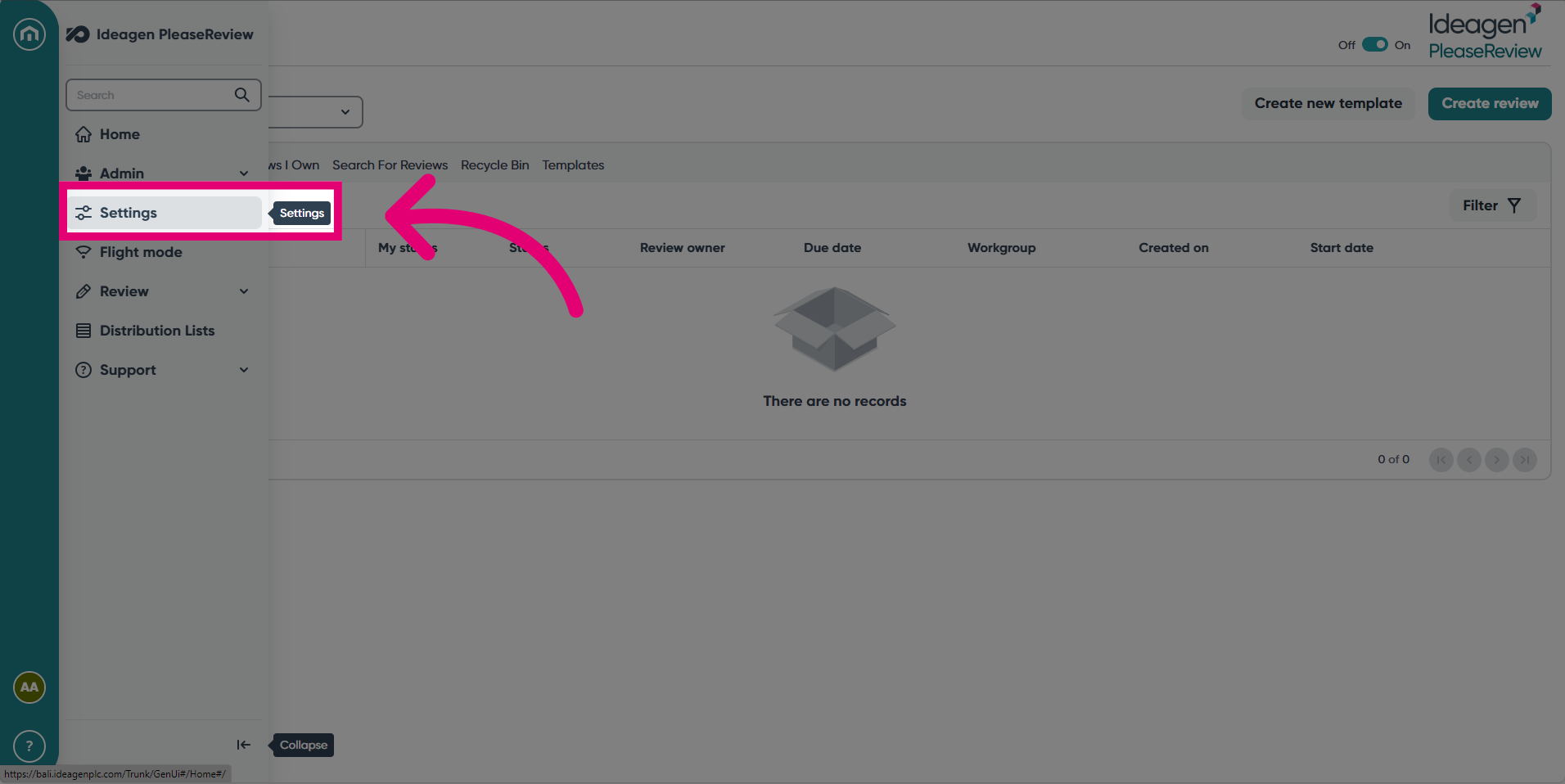 Click the 'Settings' tab