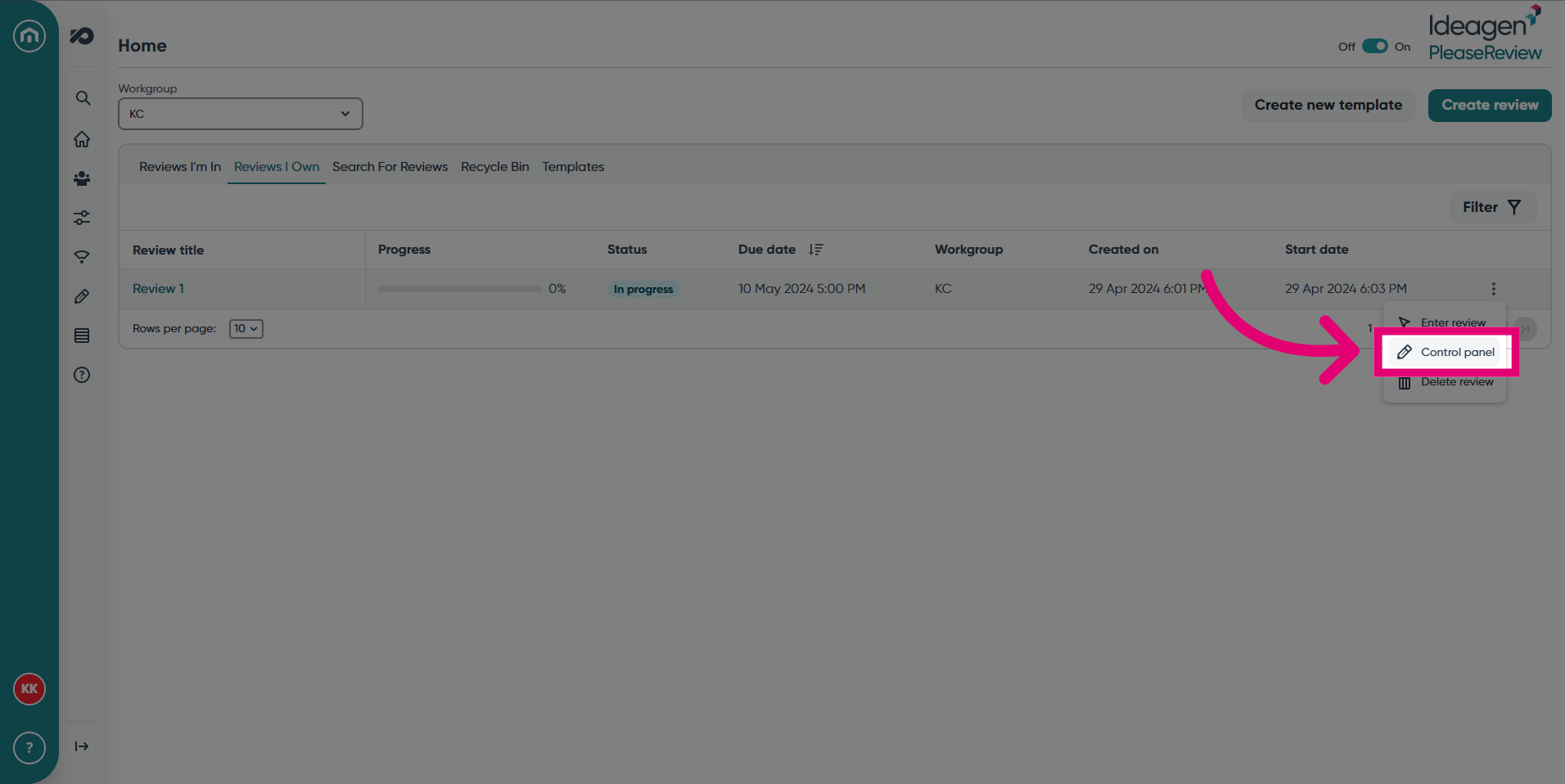 Click 'Control panel'