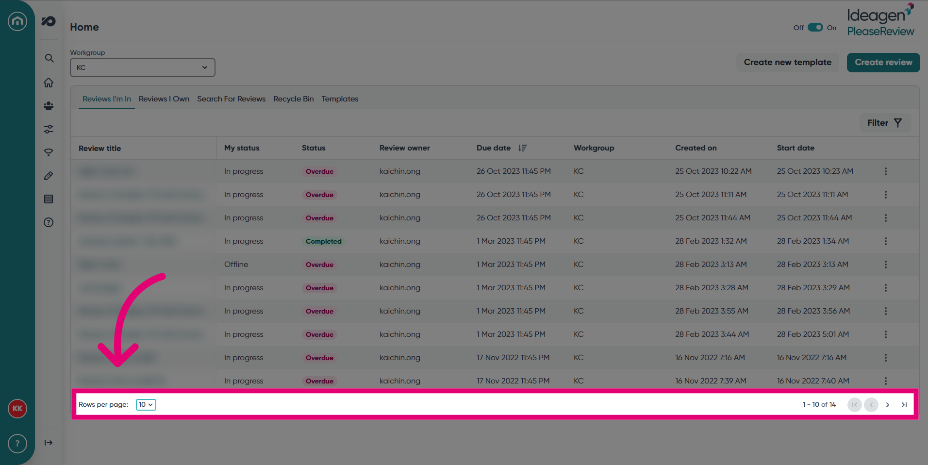 Increase Rows per page or use the arrow to find more reviews