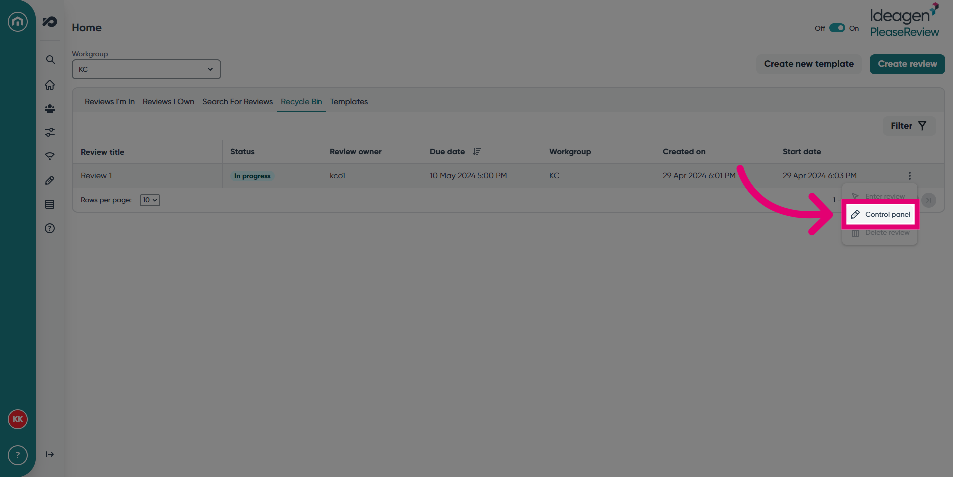 Click 'Control panel'