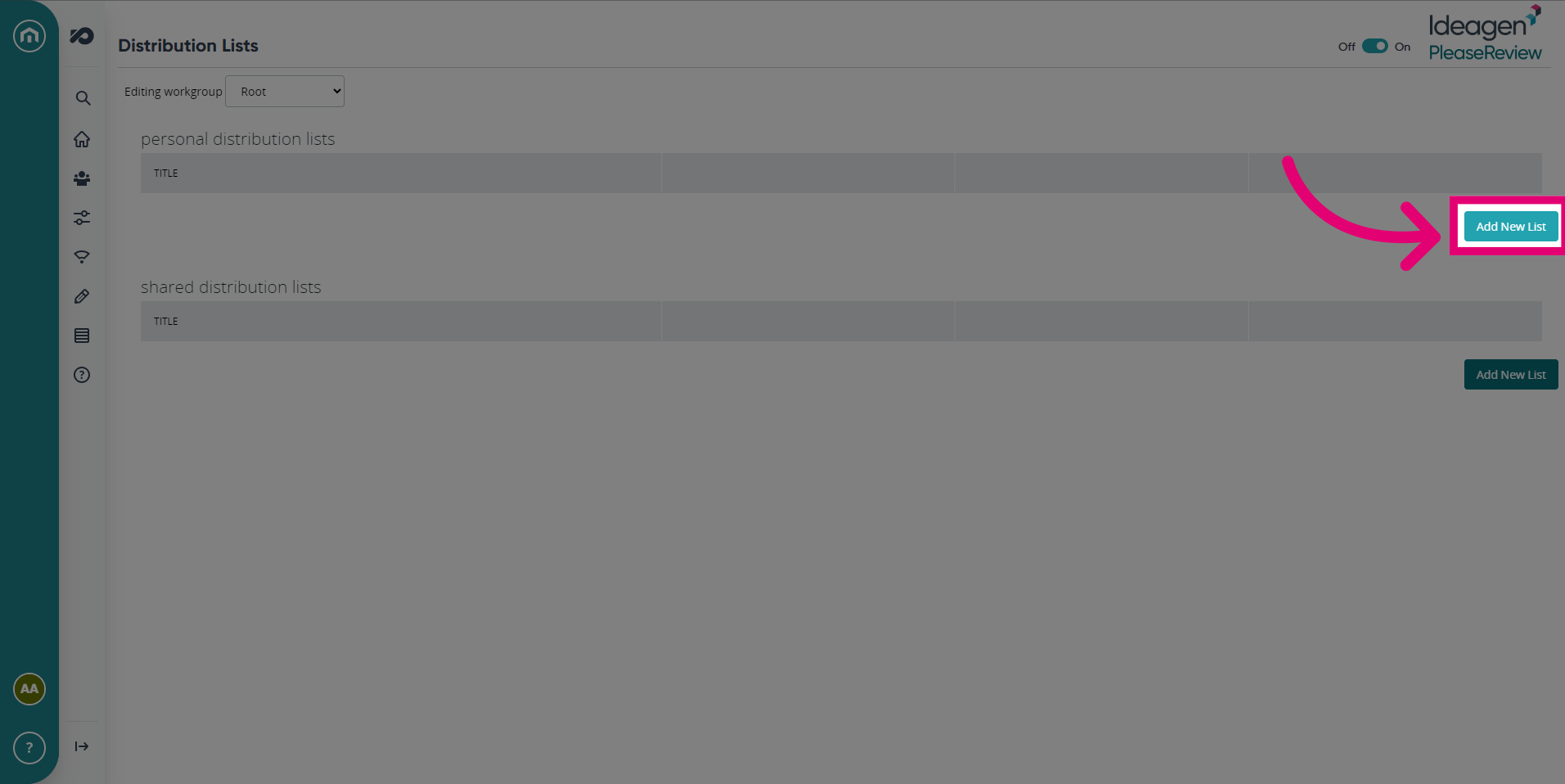 Click 'Add New List'
