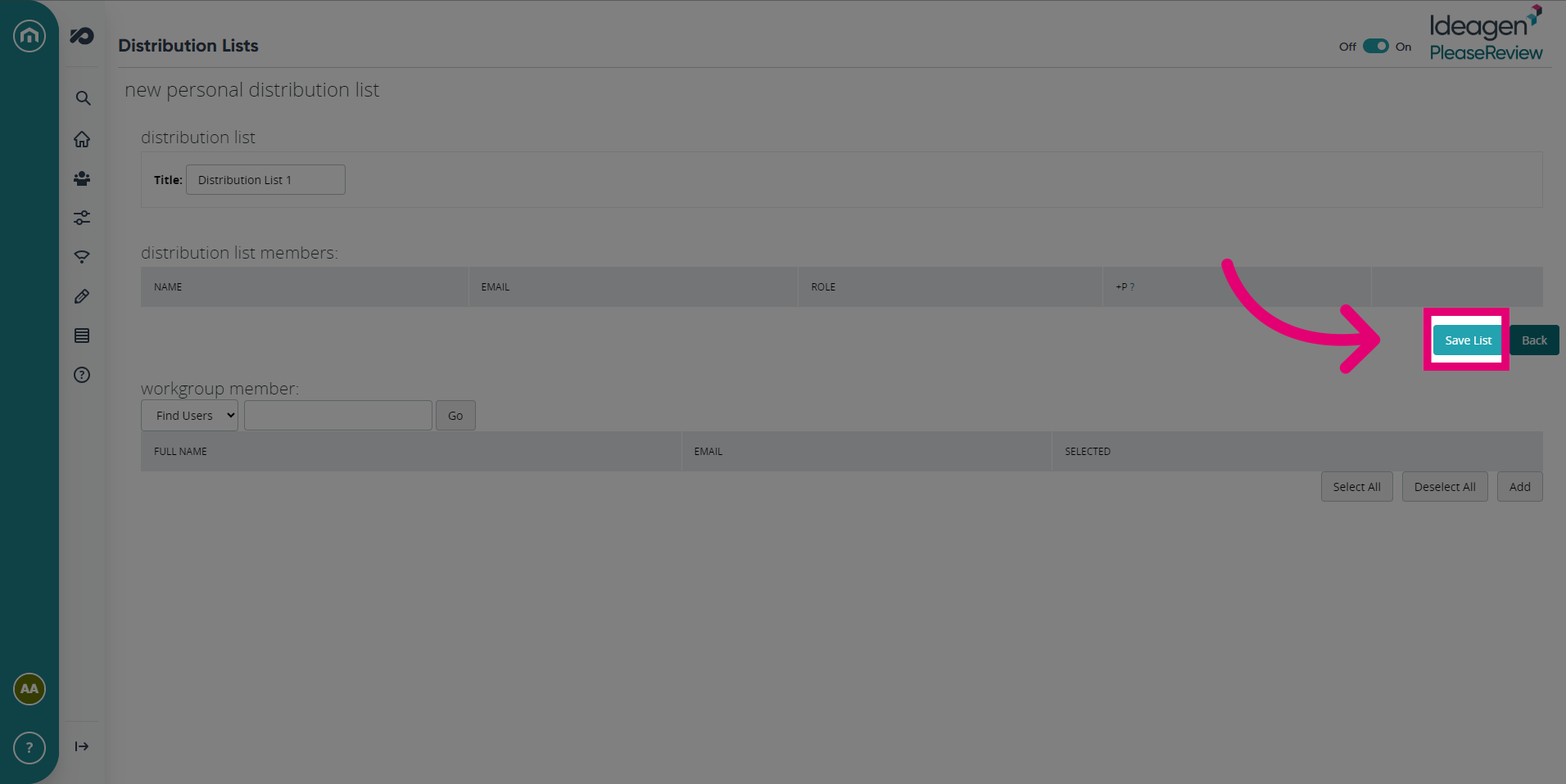 Click 'Save List'