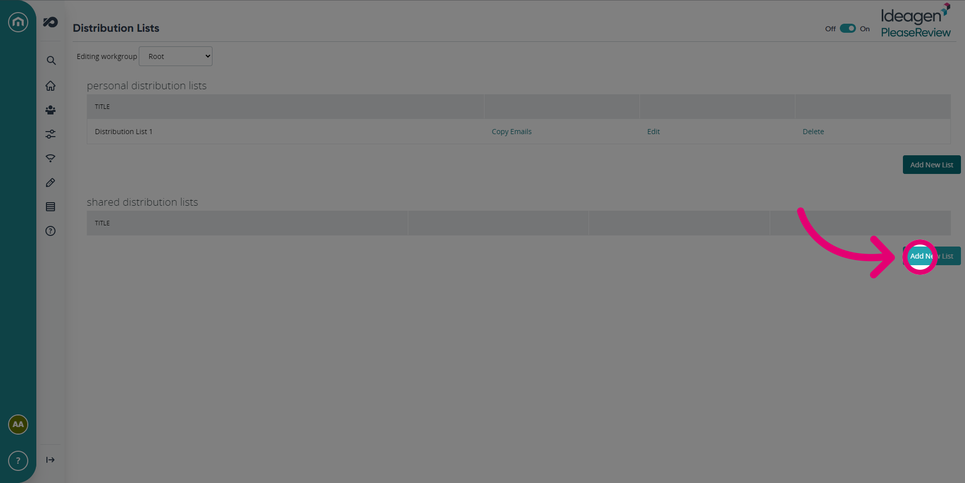 Click 'Add New List'
