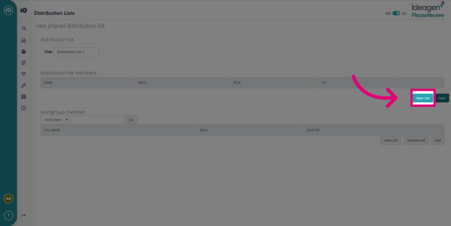 Click 'Save List'