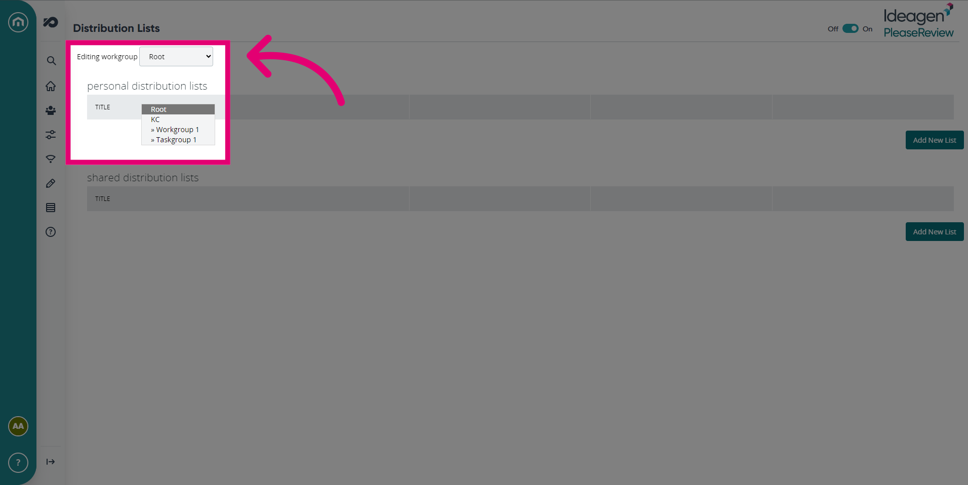 Choose a Workgroup you want to edit