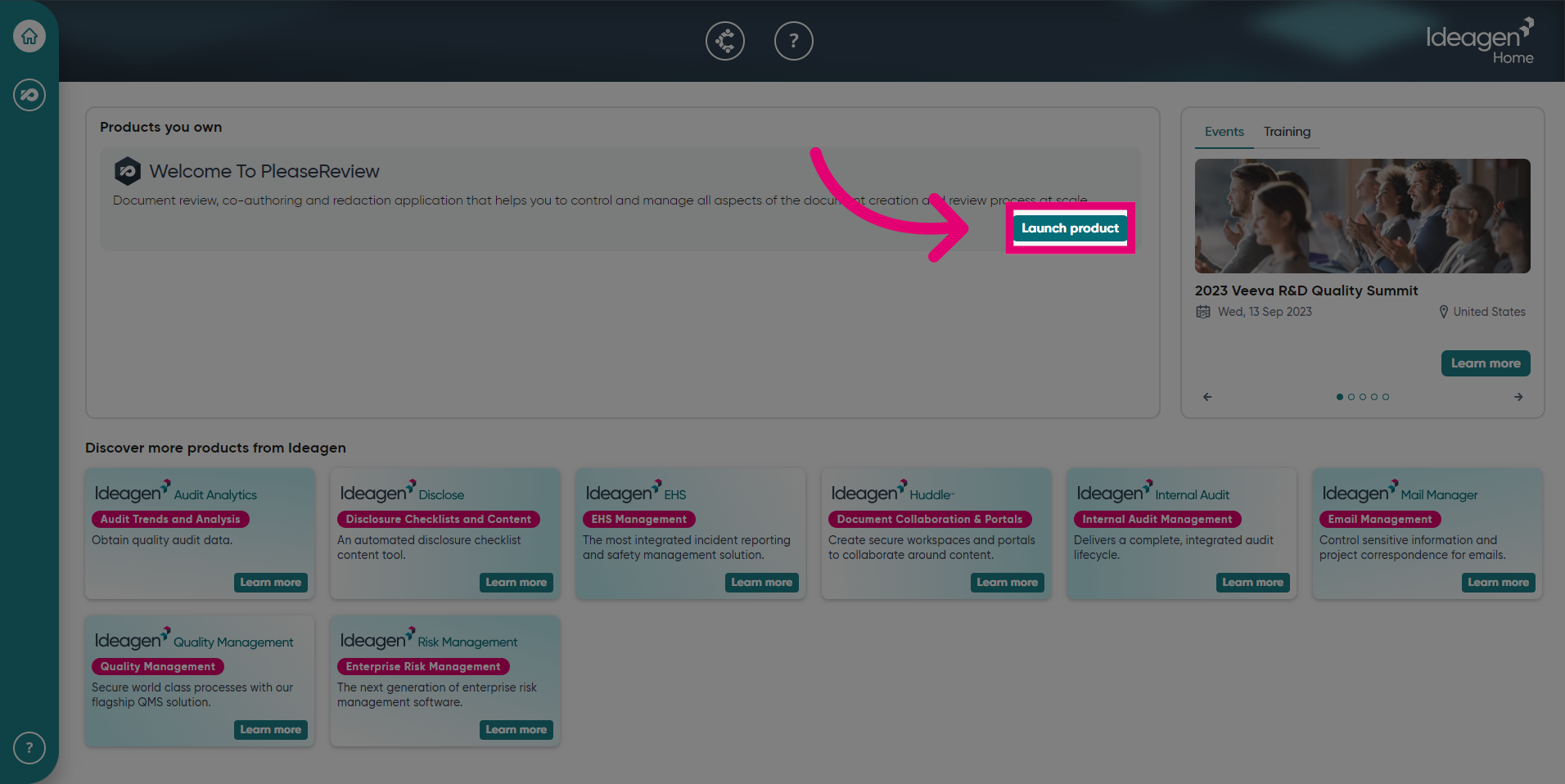 Click 'Launch product'
