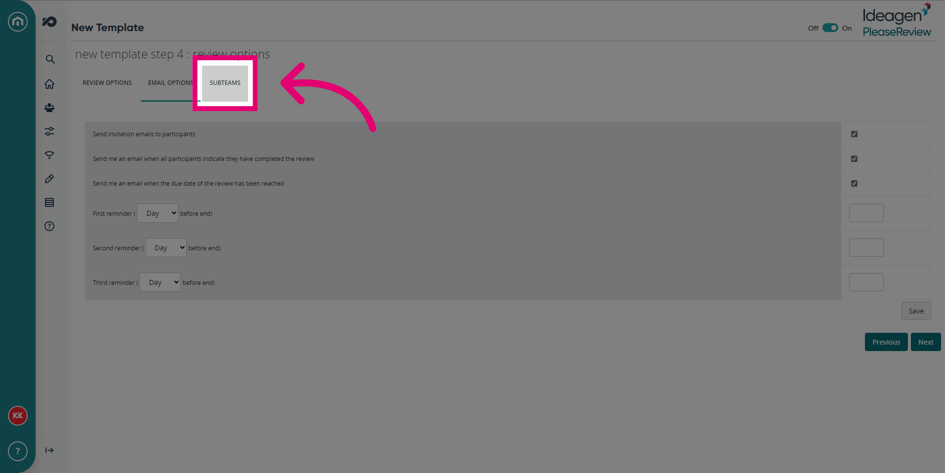 Click 'Subteams'