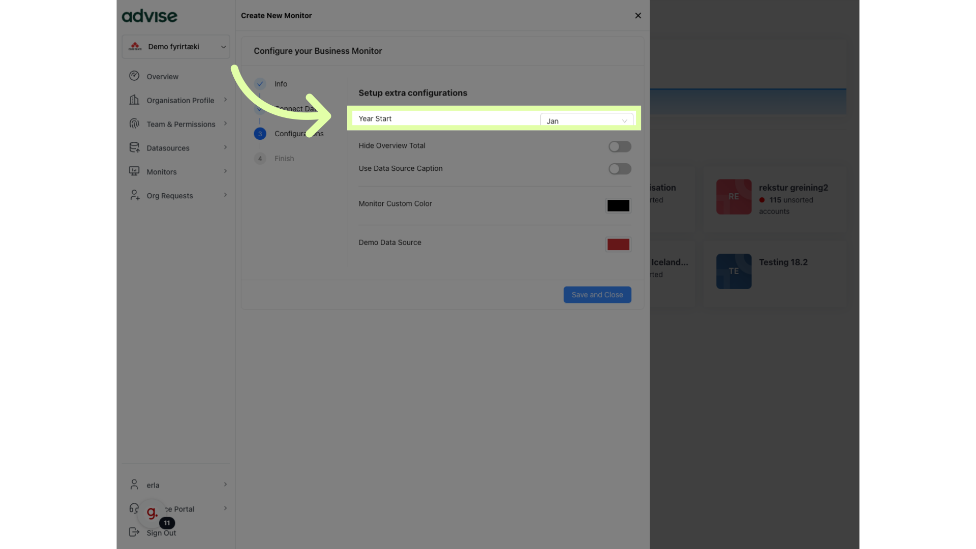 Click 'Jan' and select the right month